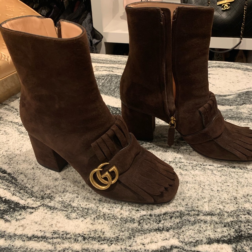 Gucci Marmont Brown Suede Boots